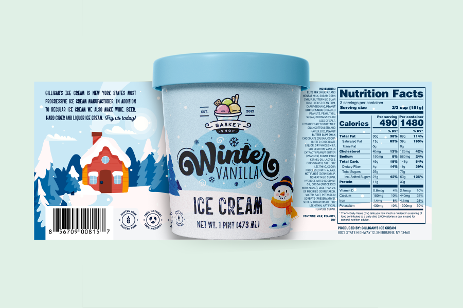 Labels on stand up pouches seafood packaging