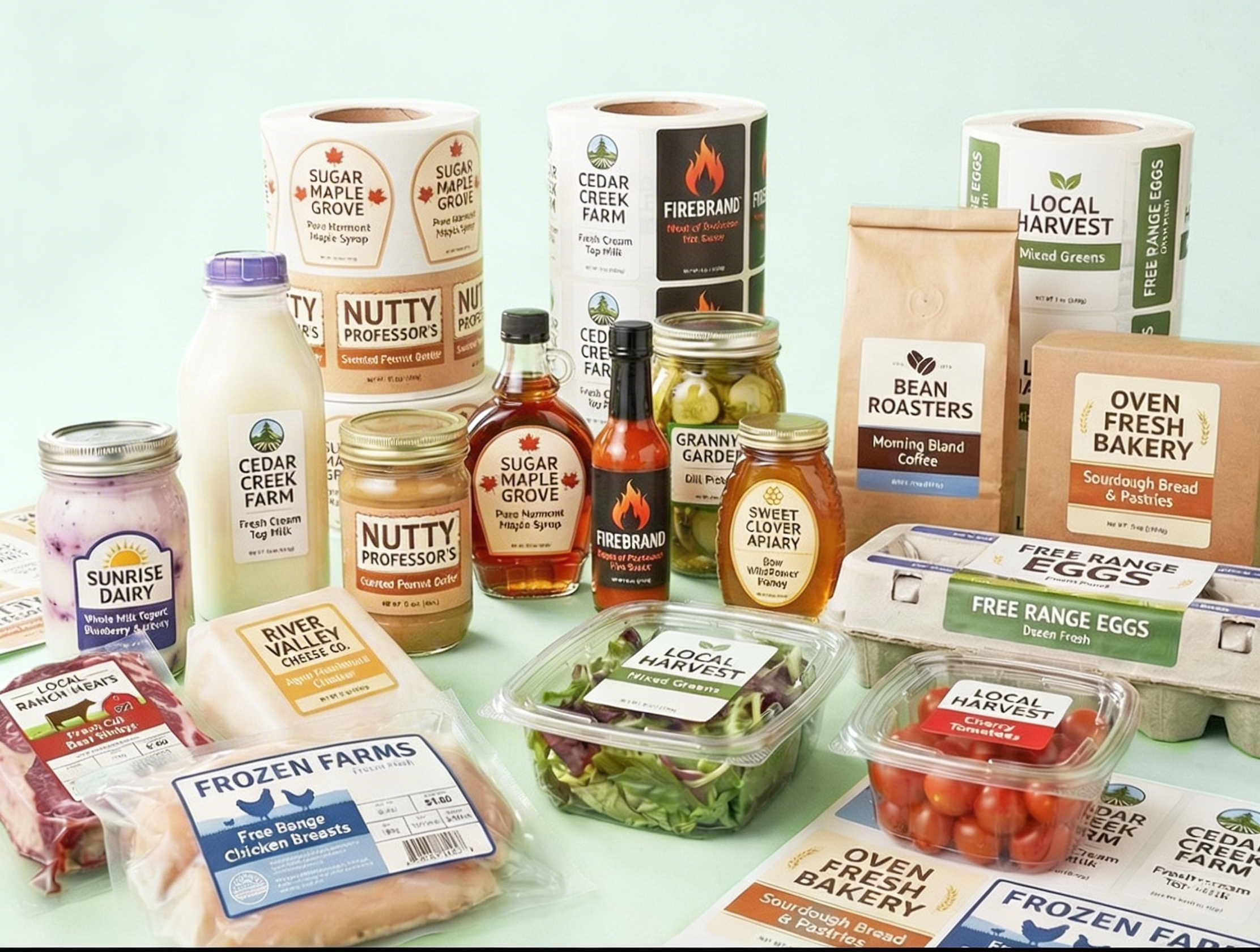 Frozen seafood products in vacuum-sealed bags