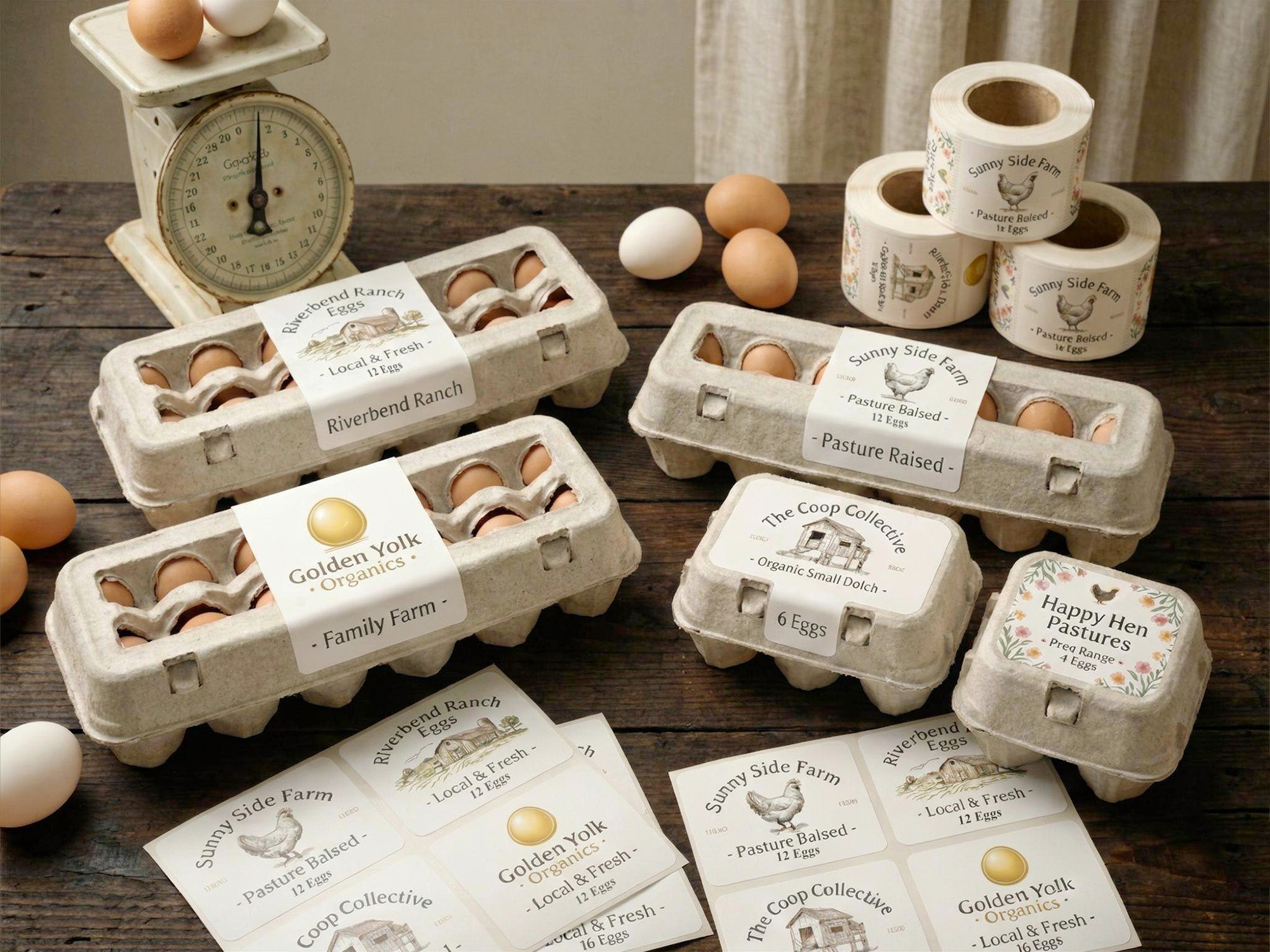 Professional farm branding made simple with our proven, moisture-resistant custom printed egg carton labels.