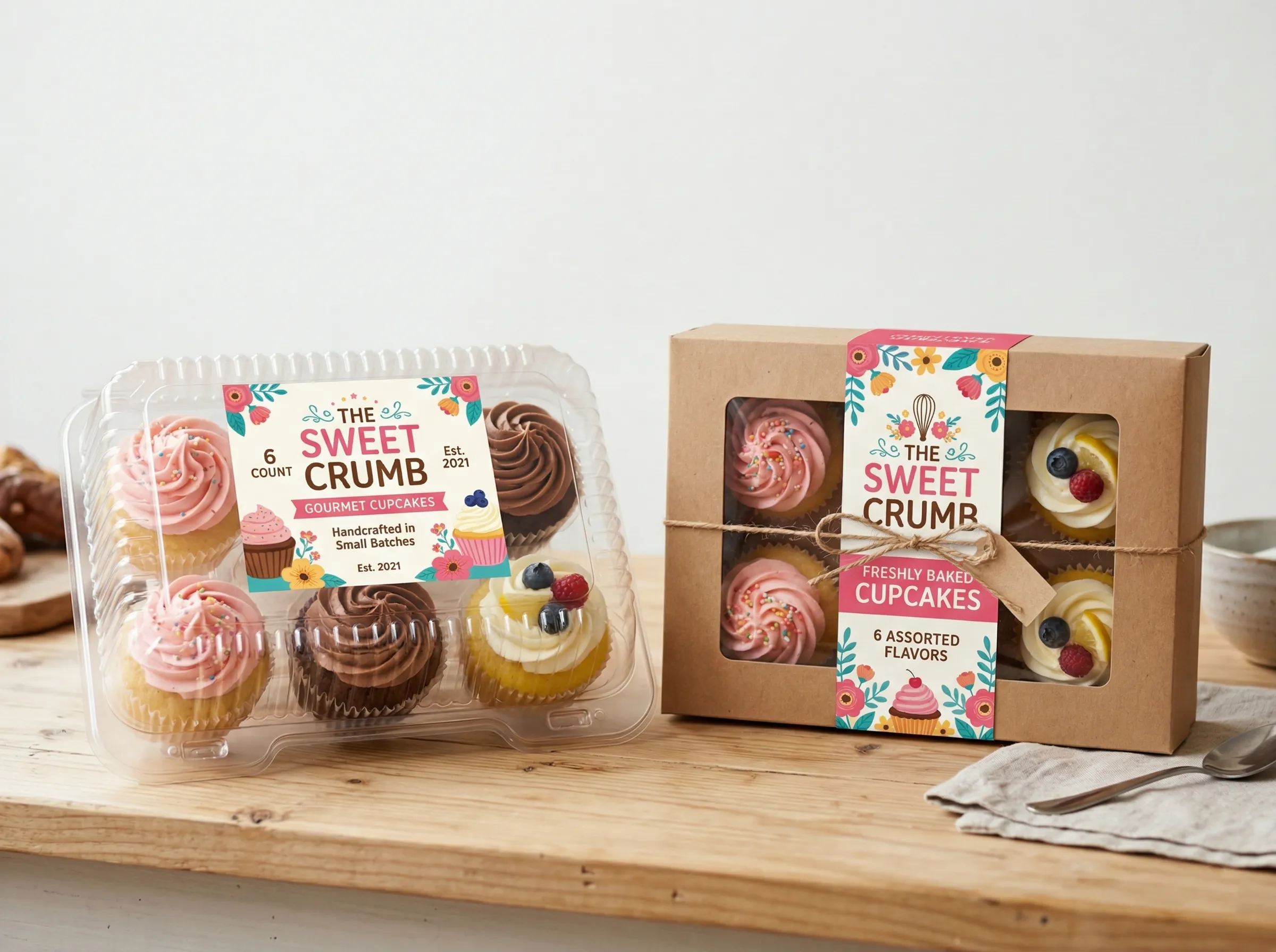 Professional custom bakery labels on bread, cookie, and pastry packaging. Description: Add a professional finishing touch to your baked goods with high-quality custom packaging labels for breads, cakes, and pastries.