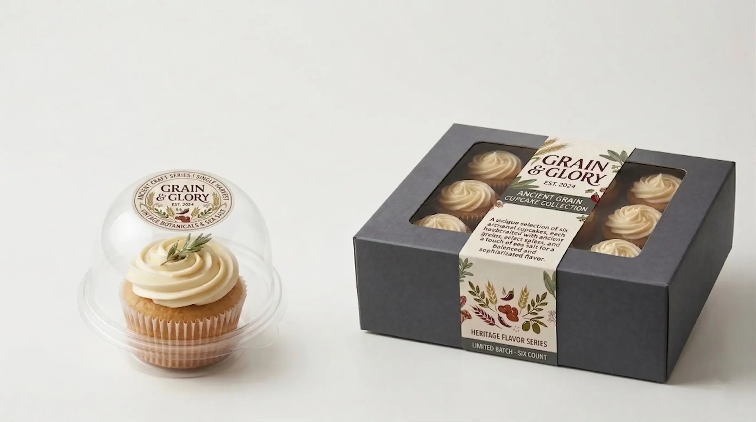 bakery label shapes applied on cookie, brownie, muffin, cupcake, and granola packaging